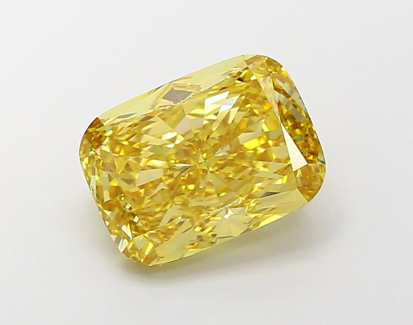 5.29 Ct. Fancy Vivid Yellow Cushion Lab Grown Diamond