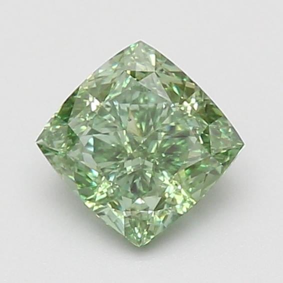 1.09 Ct. Fancy Vivid Green Cushion Lab Grown Diamond