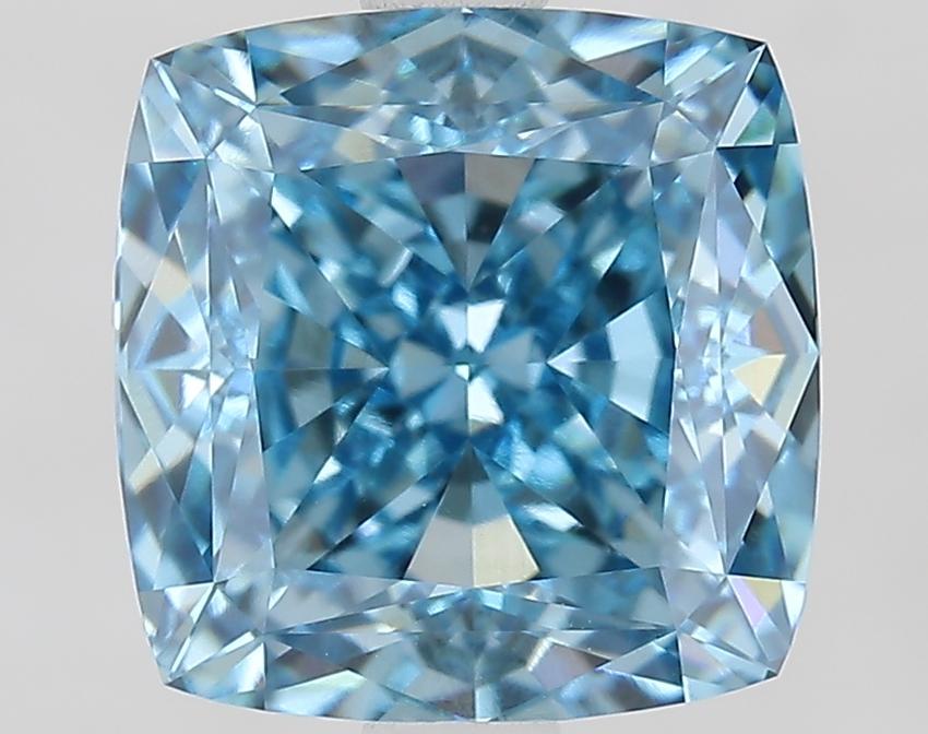 3.10 Ct. Fancy Vivid Blue Cushion Lab Grown Diamond