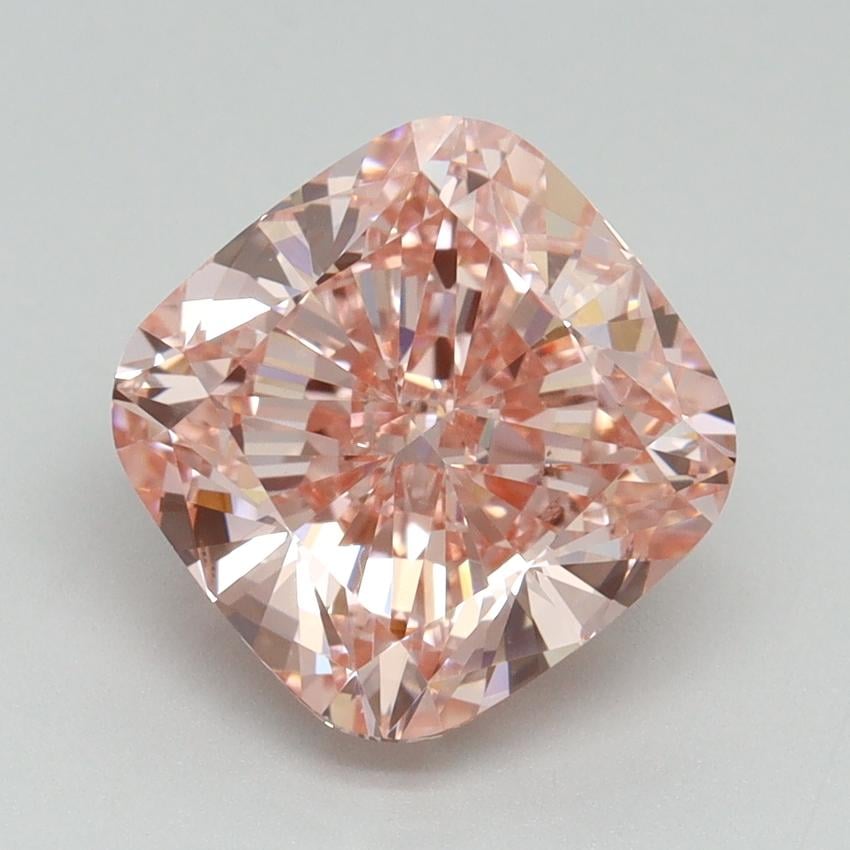 4.01 Ct. Fancy Vivid Pink Cushion Lab Grown Diamond