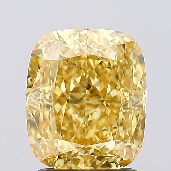 2.29 Ct. Fancy Vivid  Yellow Cushion Lab Grown Diamond