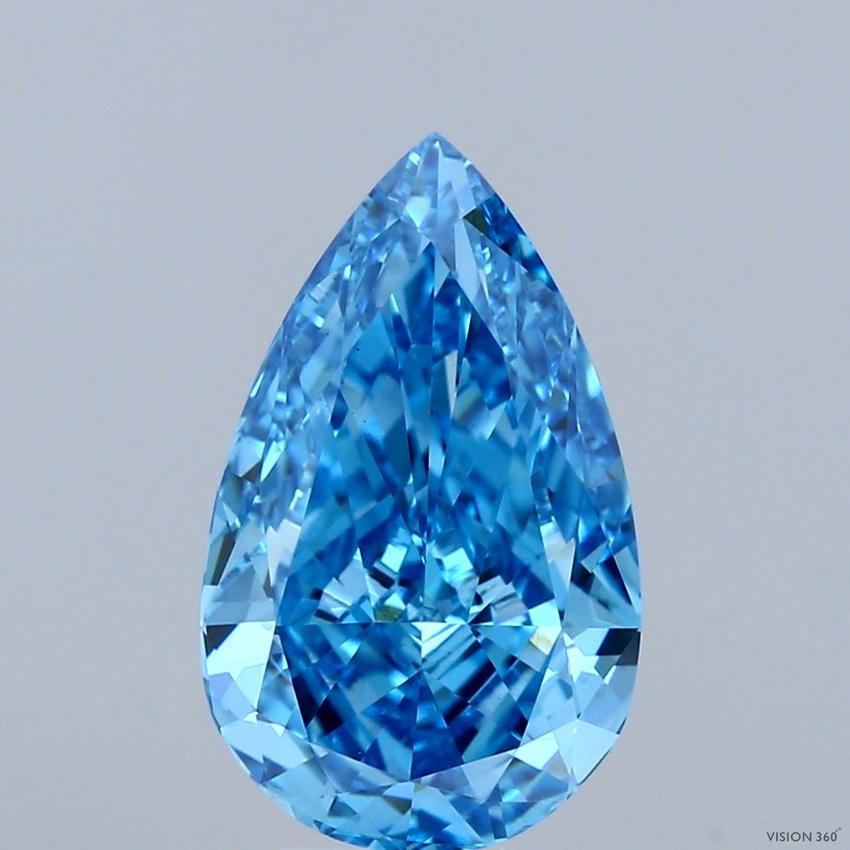 3.34 Ct. Fancy Vivid Blue Pear Lab Grown Diamond