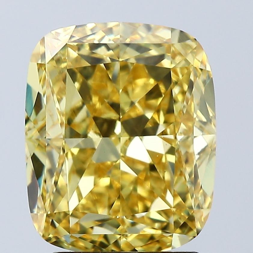 3.04 Ct. Fancy Vivid Yellow Cushion Lab Grown Diamond