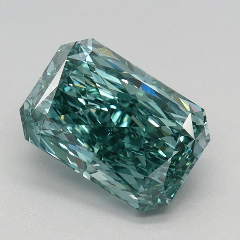 1.34 Ct. Fancy Vivid Blue Green Radiant Lab Grown Diamond