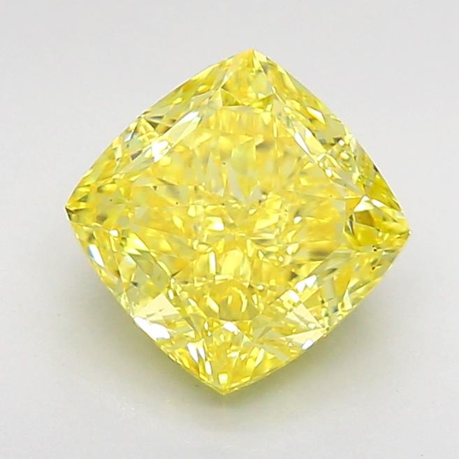 2.01 Ct. Fancy Vivid  Yellow Cushion Lab Grown Diamond