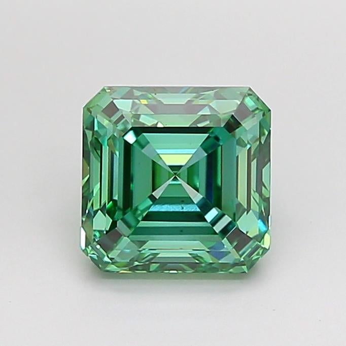 2.51 Ct. Fancy Vivid  Green Asscher Lab Grown Diamond