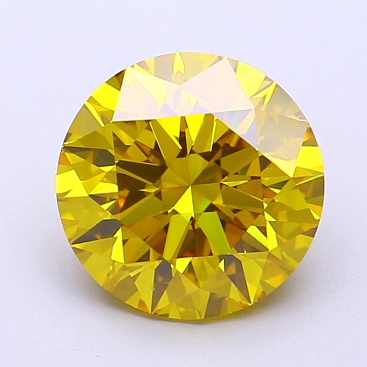 3.01 Ct. Fancy Vivid  Yellow Round Lab Grown Diamond