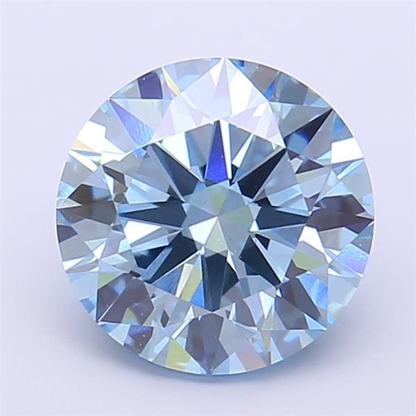 2.91 Ct. Fancy Vivid Blue Round Lab Grown Diamond