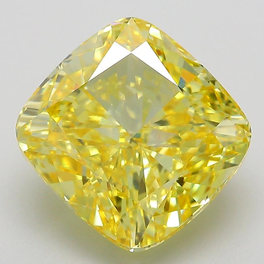 7.52 Ct. Fancy Vivid  Yellow Cushion Lab Grown Diamond