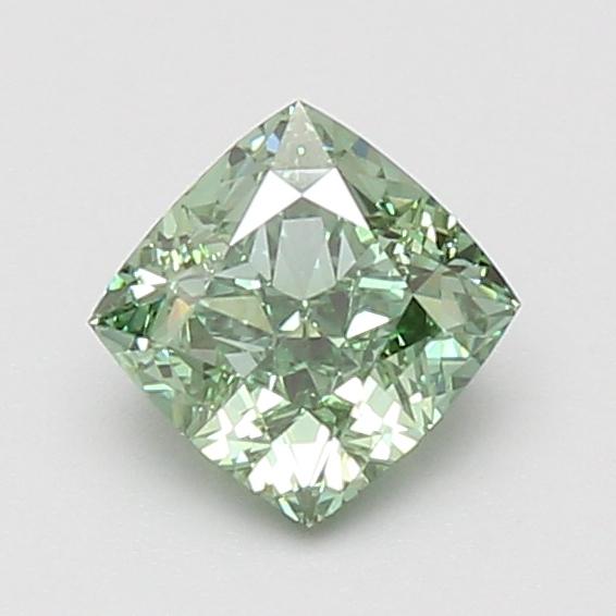 0.97 Ct. Fancy Vivid Green Cushion Lab Grown Diamond