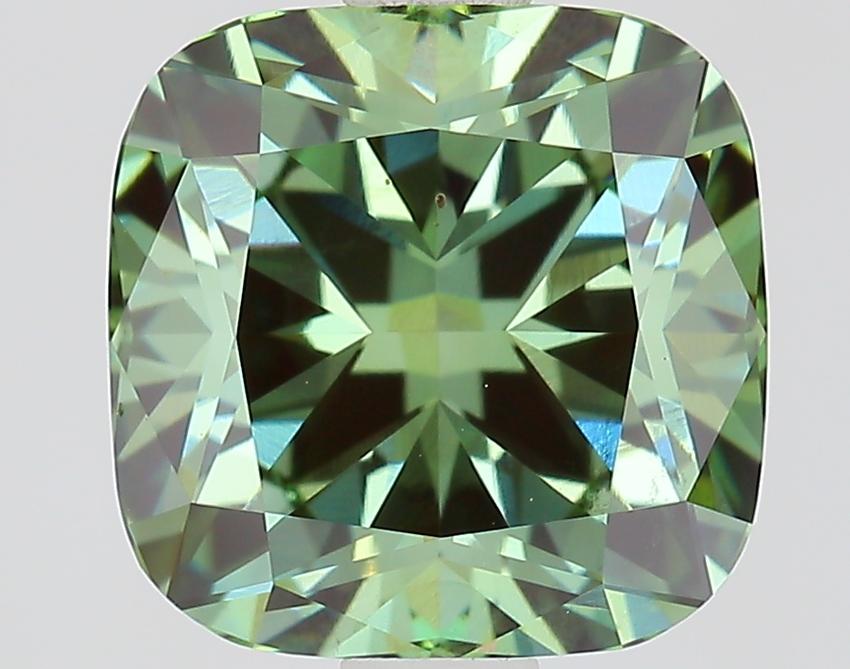 2.07 Ct. Fancy Vivid Green Cushion Lab Grown Diamond