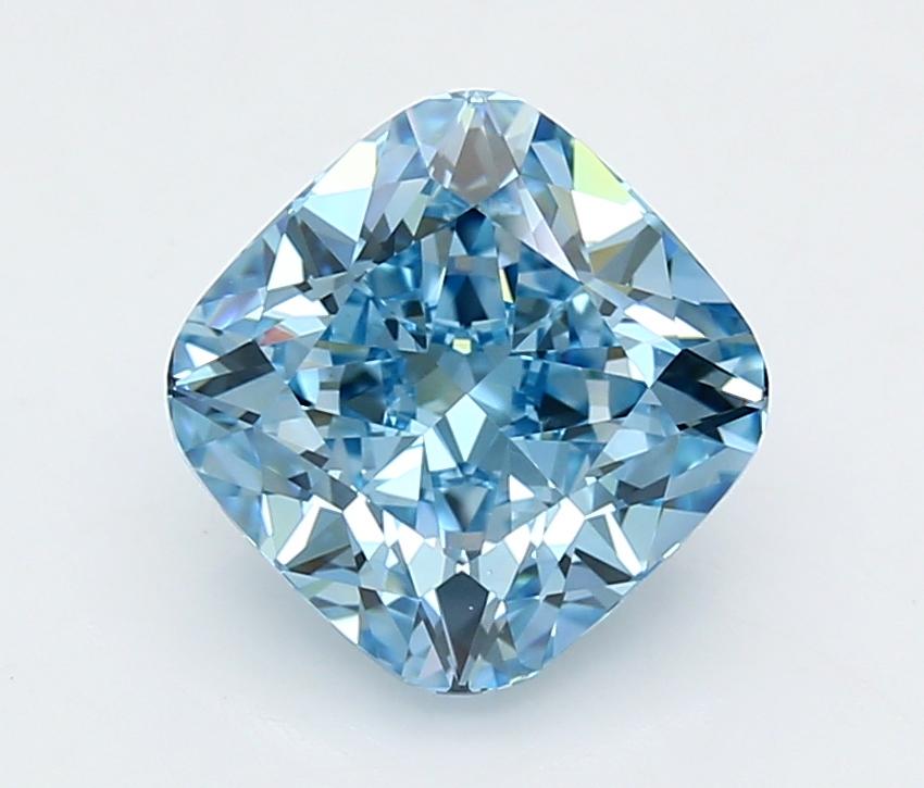 3.03 Ct. Fancy Vivid  Blue Cushion Lab Grown Diamond