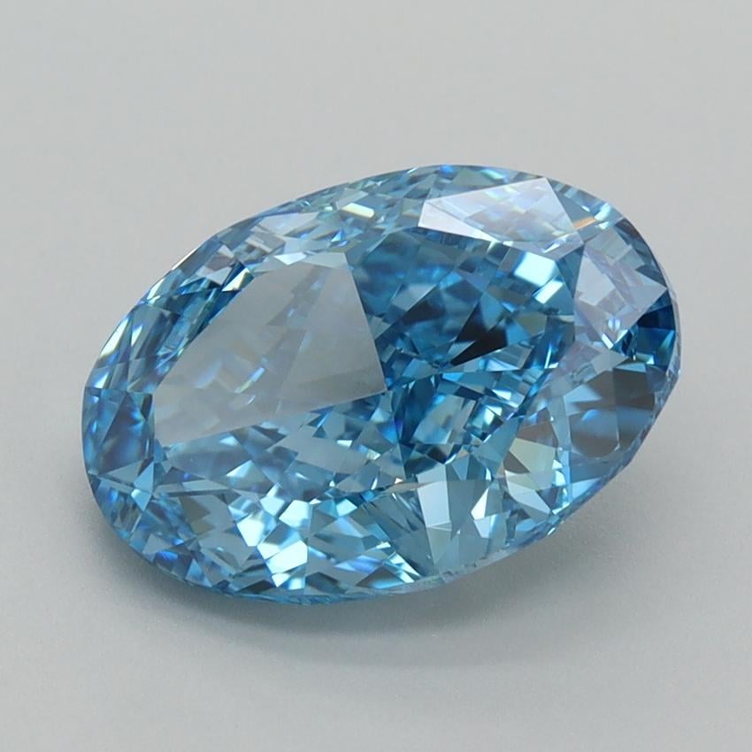 3.01 Ct. Fancy Vivid  Blue Oval Lab Grown Diamond