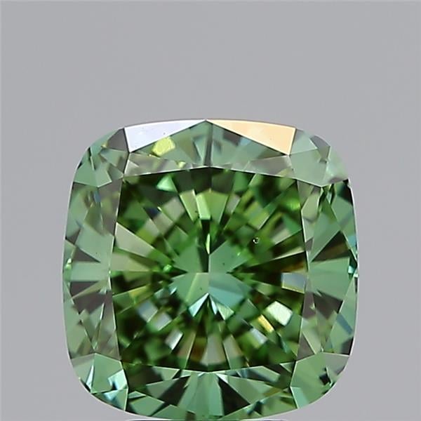 5.00 Ct. Fancy Vivid Green Cushion Lab Grown Diamond