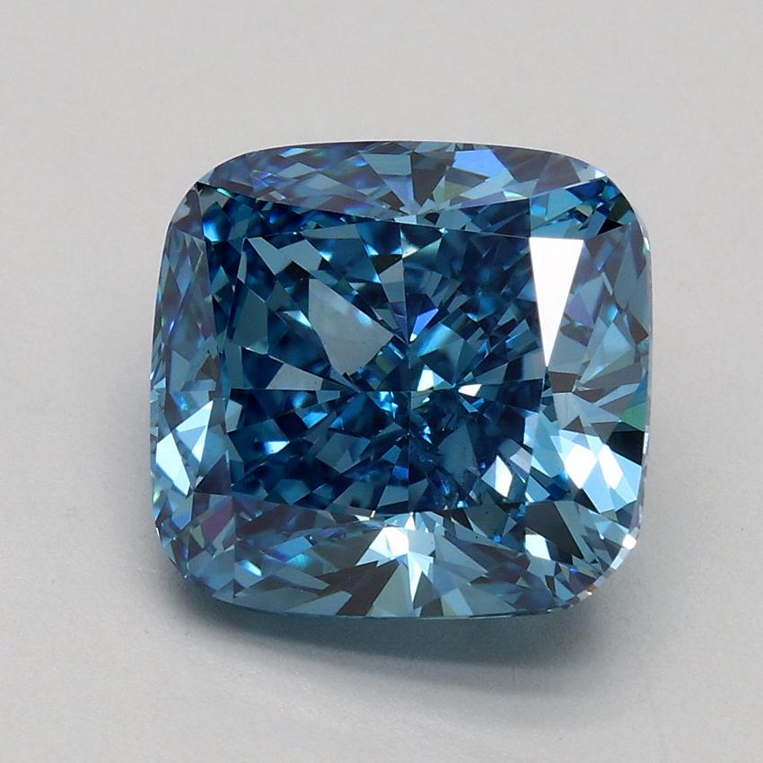 3.01 Ct. Fancy Vivid Blue Cushion Lab Grown Diamond
