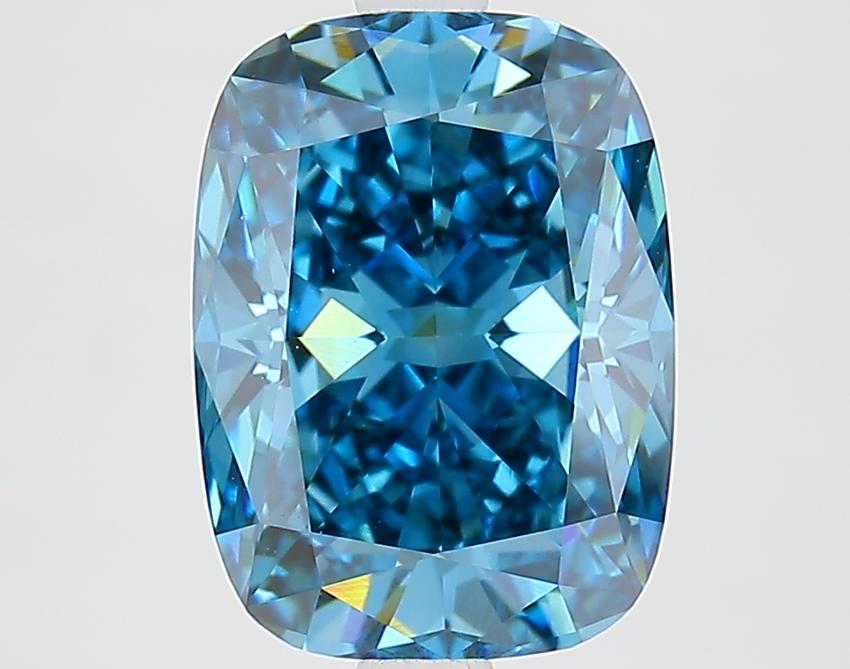 3.08 Ct. Fancy Vivid Blue Cushion Lab Grown Diamond