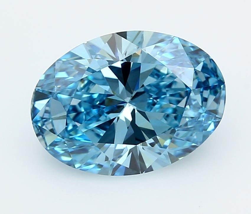 3.04 Ct. Fancy Vivid  Blue Oval Lab Grown Diamond