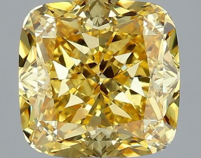 3.02 Ct. Fancy Intense Yellow Cushion Lab Grown Diamond