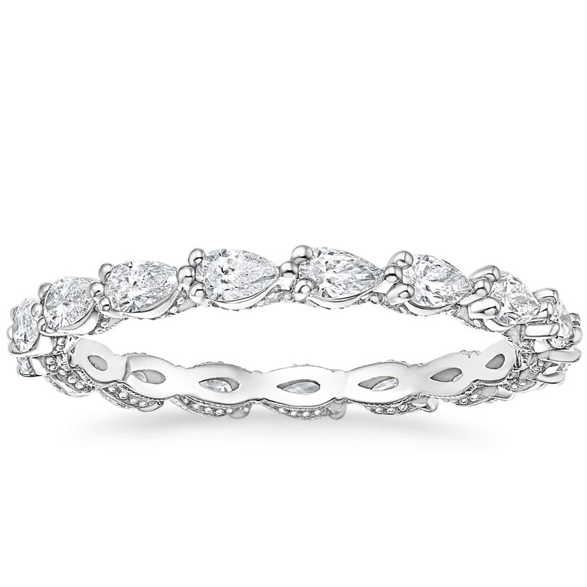 18K White Gold Tacori Sculpted Crescent Eternity Pear Diamond Ring (3/4 ct. tw.), large top view