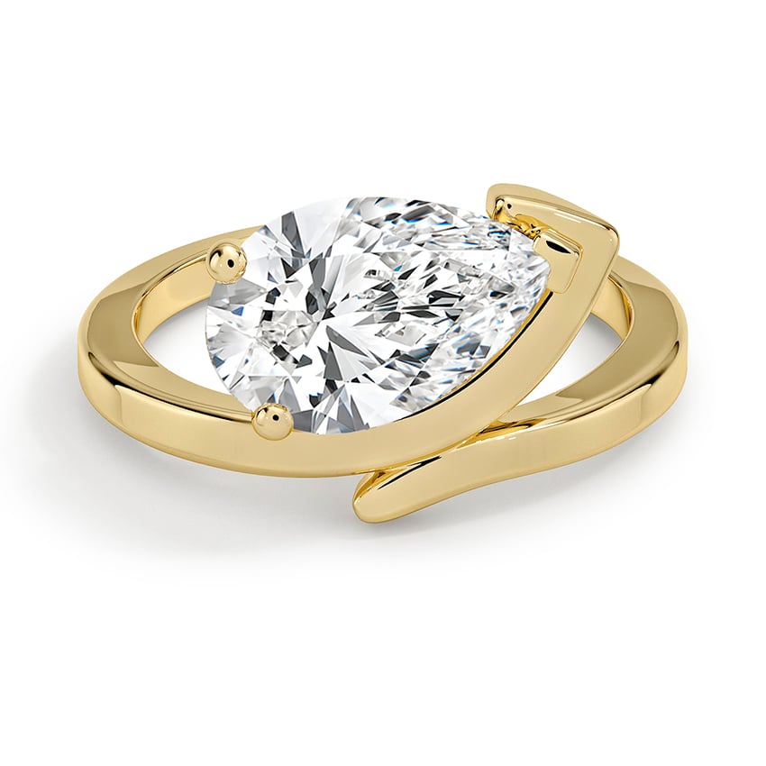 Custom East-West Sculptural Semi-Bezel Diamond RIng