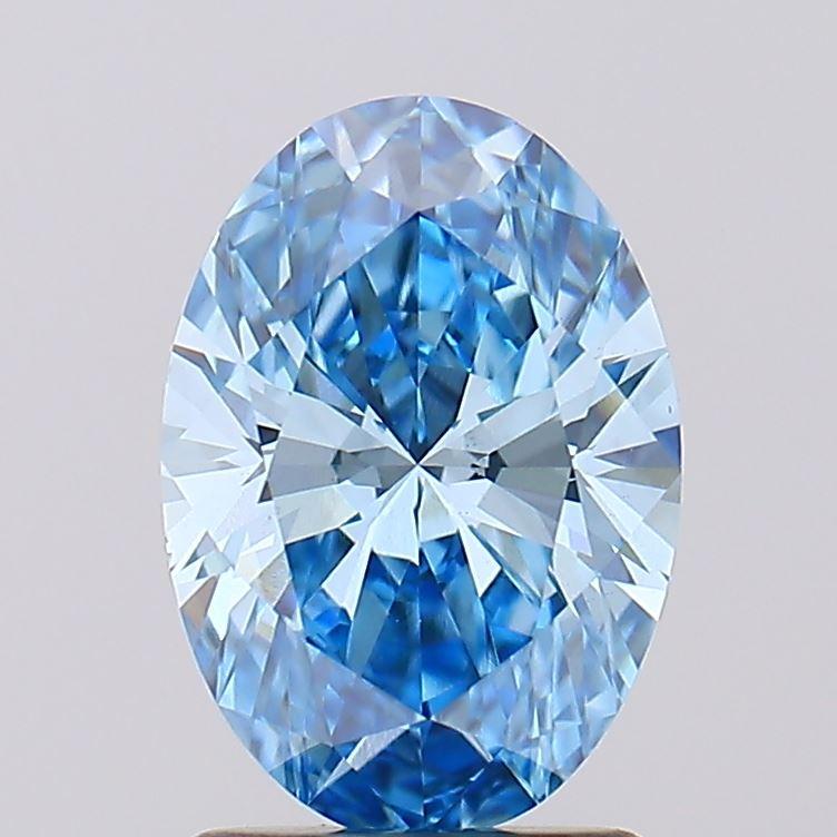 1.59 Ct. Fancy Vivid Blue Oval Lab Grown Diamond