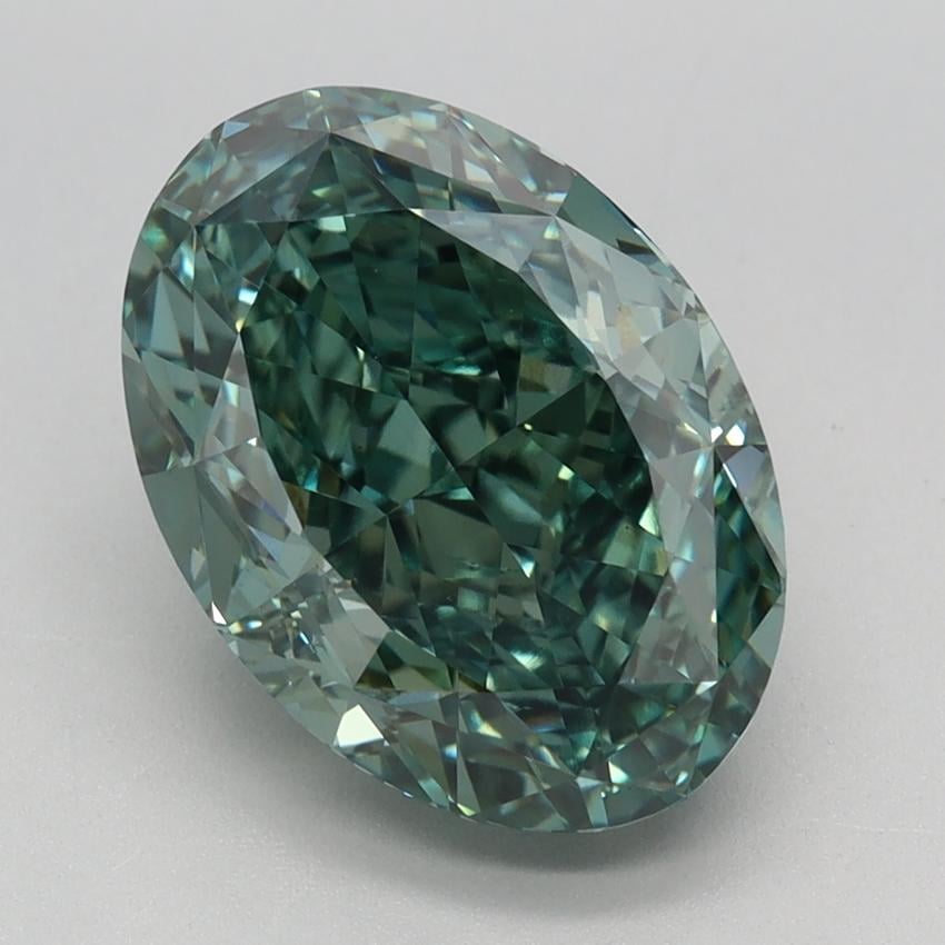 4.04 Ct. Fancy Vivid Bluish Green Oval Lab Grown Diamond