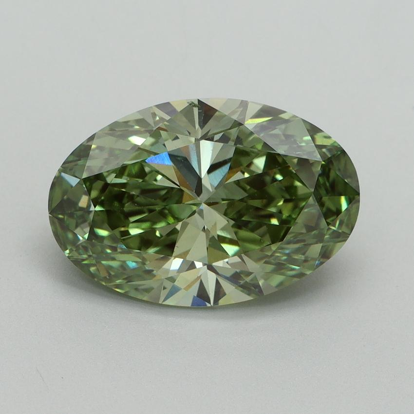 4.02 Ct. Fancy Vivid Green Oval Lab Grown Diamond