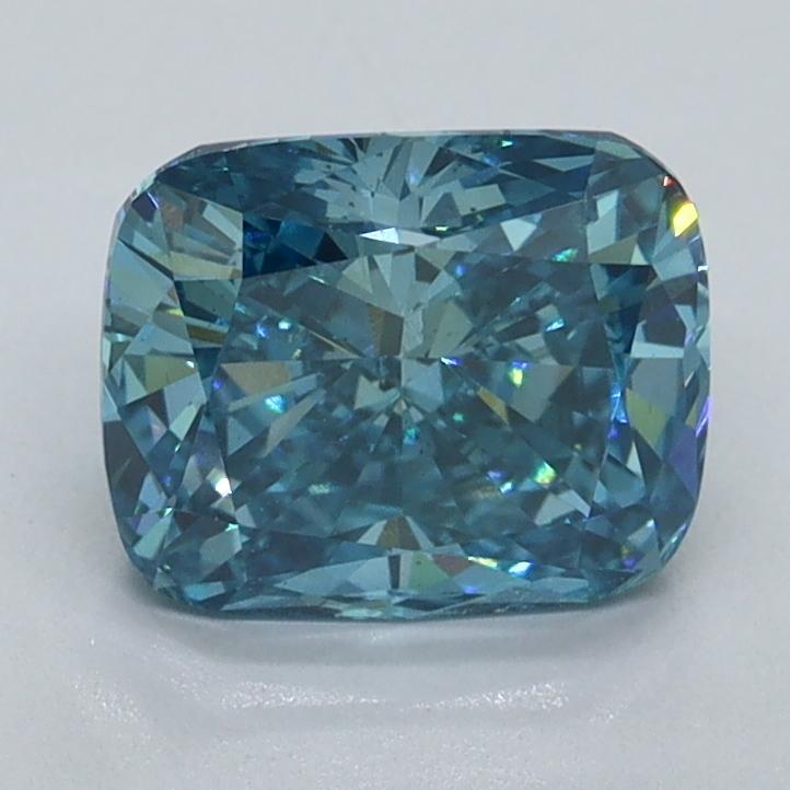 1.59 Ct. Fancy Vivid Malibu Blue Cushion Lab Grown Diamond