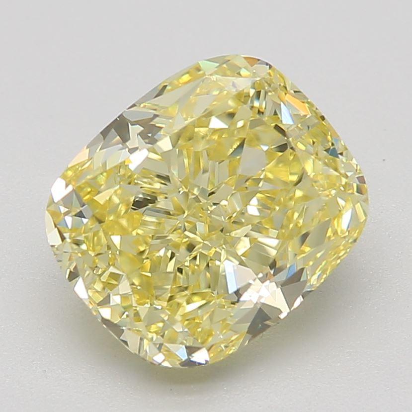 2.51 Ct. Fancy Intense Yellow Cushion Diamond