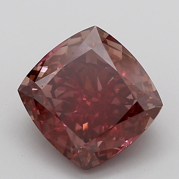 5.54 Ct. Fancy Vivid Brownish Pink Cushion Lab Grown Diamond