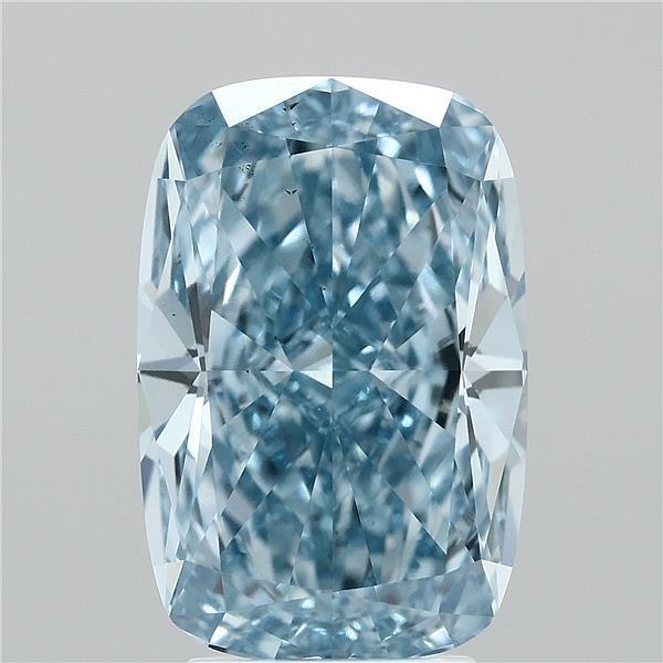 4.03 Ct. Fancy Vivid Blue Cushion Lab Grown Diamond