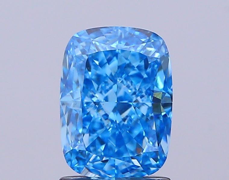 2.02 Ct. Fancy Vivid  Blue Cushion Lab Grown Diamond
