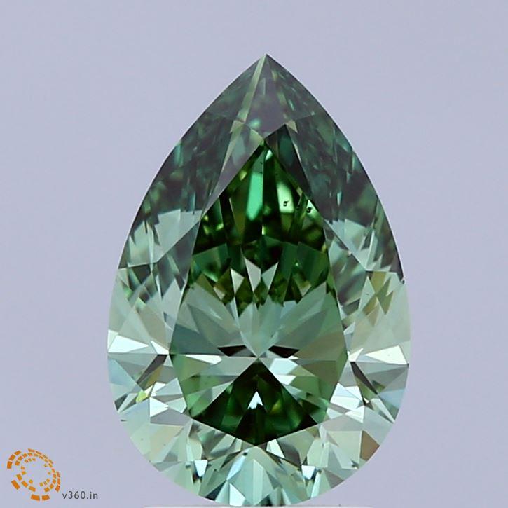 2.01 Ct. Fancy Vivid  Green Pear Lab Grown Diamond