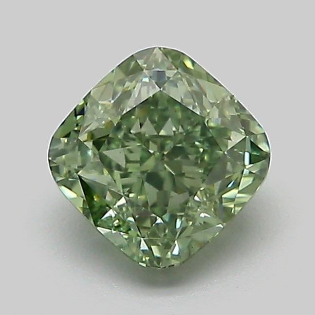 1.10 Ct. Fancy Vivid Green Cushion Lab Grown Diamond