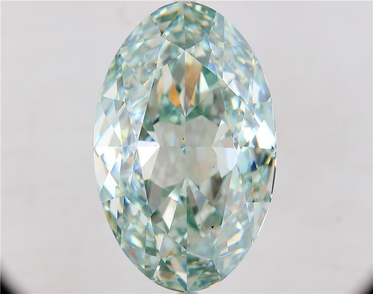 34.04 Ct. Fancy Intense  Green Oval Lab Grown Diamond