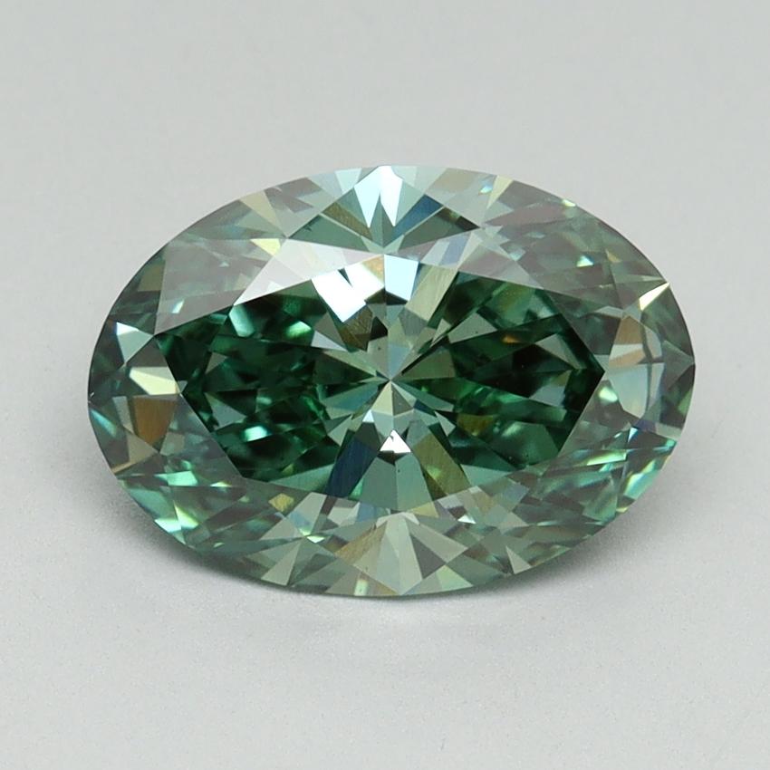 2.09 Ct. Fancy Vivid Green Oval Lab Grown Diamond