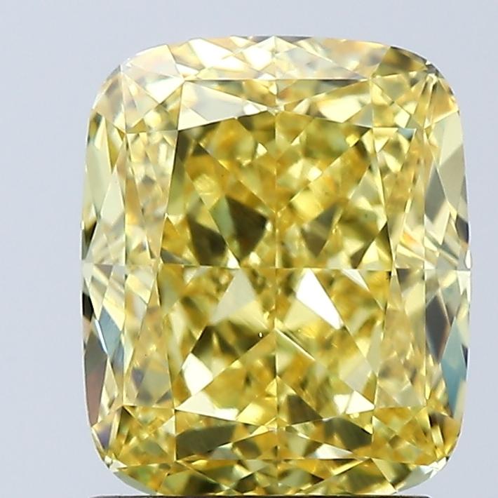 2.05 Ct. Fancy Vivid Yellow Cushion Lab Grown Diamond