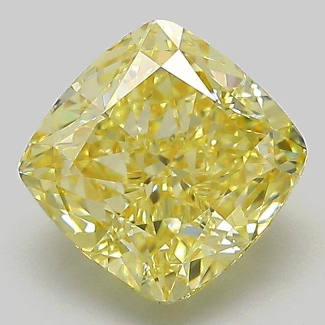 2.06 Ct. Fancy Vivid Yellow Cushion Lab Grown Diamond