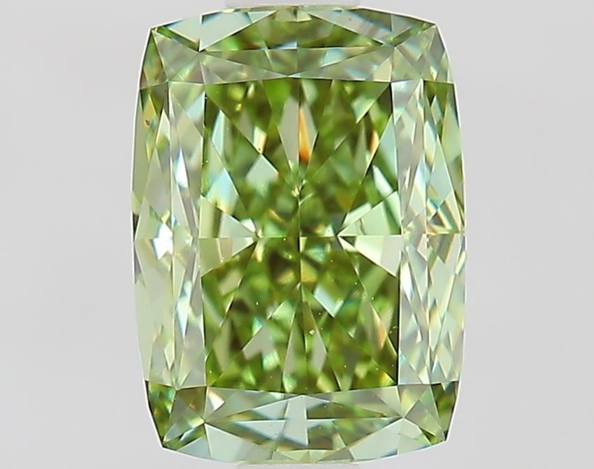 1.43 Ct. Fancy Vivid Green Cushion Lab Grown Diamond