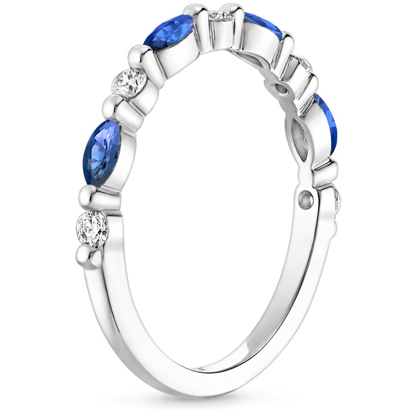 18K White Gold Versailles Sapphire and Diamond Ring (1/8 ct. tw.), large side view