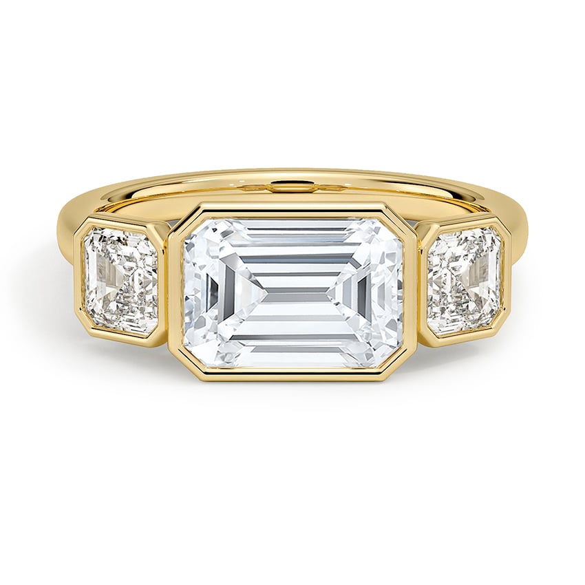 Custom East-West Bezel Three Stone Diamond Ring