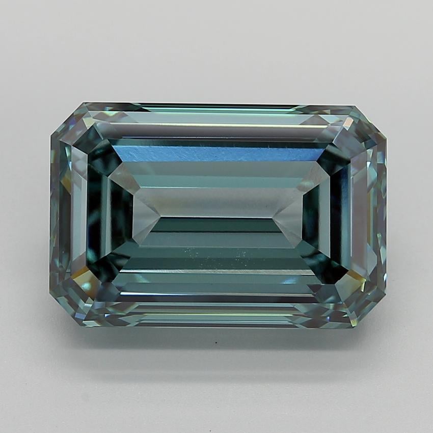 14.82 Ct. Fancy Vivid Bluish Green Emerald Lab Grown Diamond