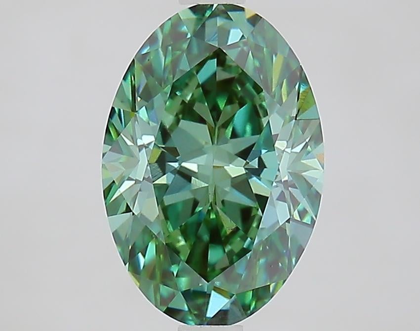 2.30 Ct. Fancy Vivid Green Oval Lab Grown Diamond