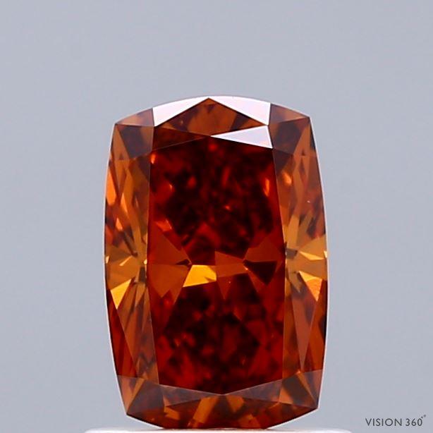 1.02 Ct. Fancy Intense Brownish Orange Cushion Lab Grown Diamond