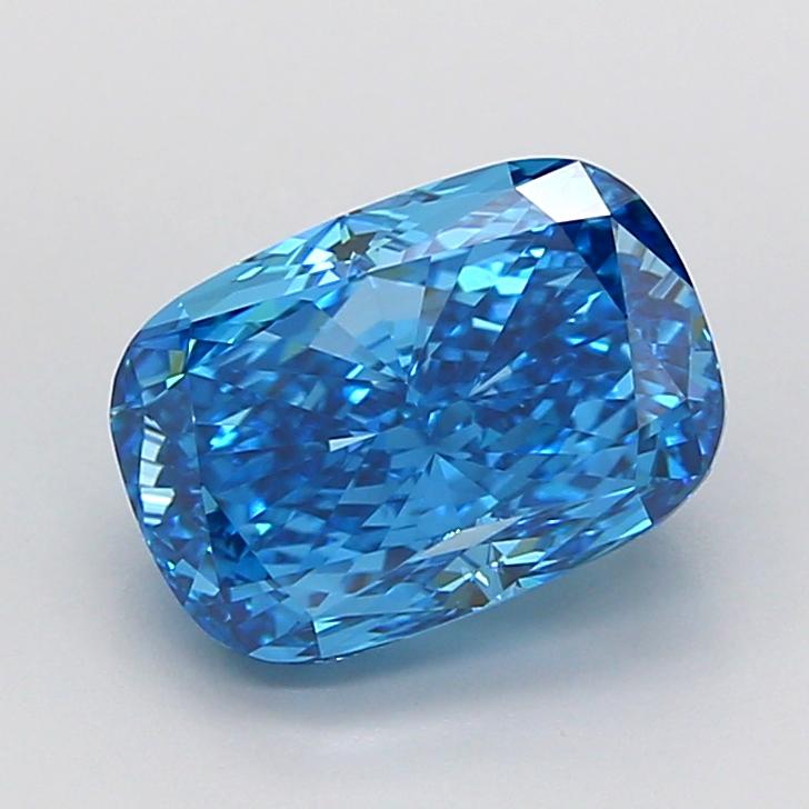 3.44 Ct. Fancy Vivid Blue Cushion Lab Grown Diamond