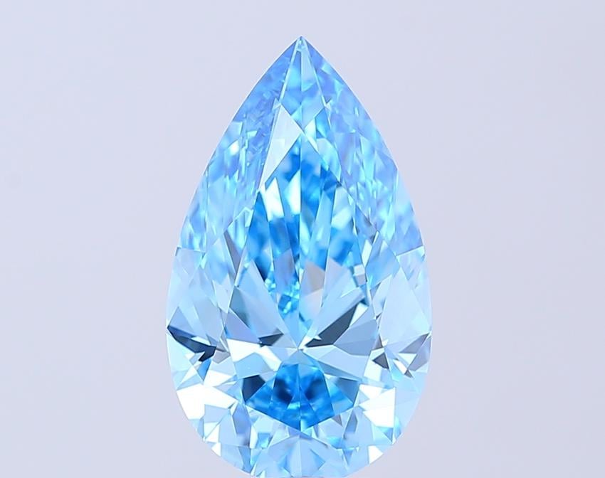 4.08 Ct. Fancy Vivid  Blue Pear Lab Grown Diamond