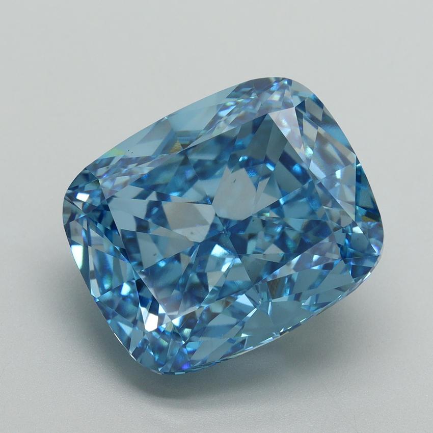 11.56 Ct. Fancy Vivid Malibu Blue Cushion Lab Grown Diamond