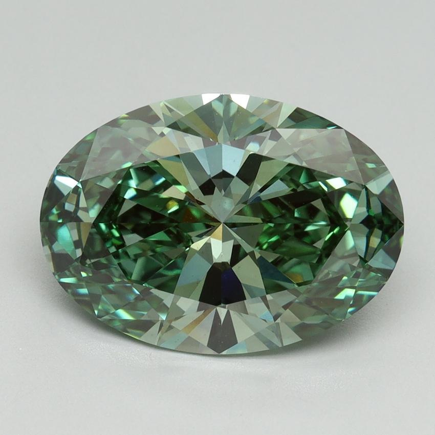 5.14 Ct. Fancy Vivid Green Oval Lab Grown Diamond