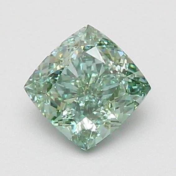 1.01 Ct. Fancy Vivid Green Cushion Lab Grown Diamond