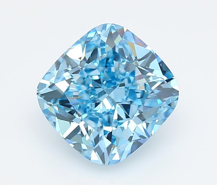 3.01 Ct. Fancy Vivid  Blue Cushion Lab Grown Diamond
